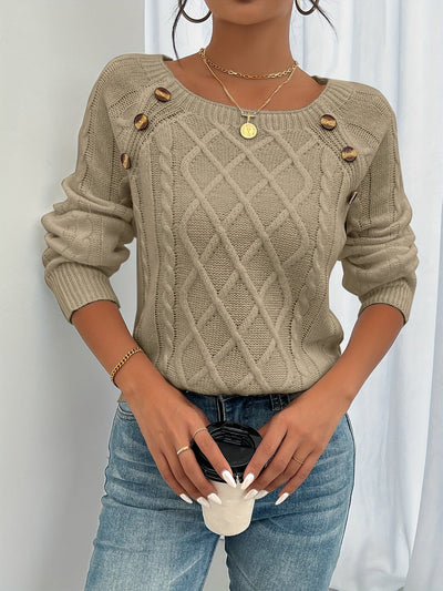 Gebreide Sweater Met Knopen | Elegant & Comfortabel