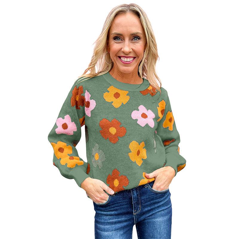 Gebreide Trui Met Bloemenprint | Warme Herfstlook