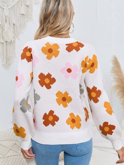 Gebreide Trui Met Bloemenprint | Warme Herfstlook