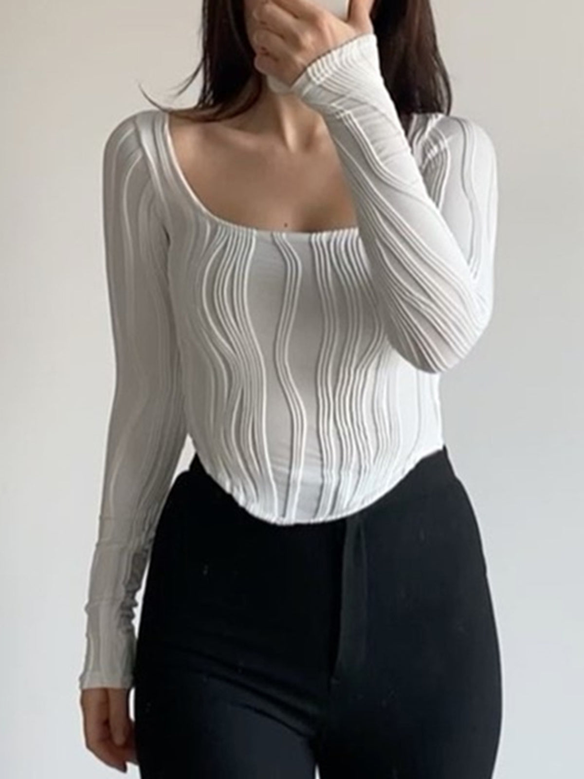 Geribbelde Longsleeve Top | Elegant & Stretchy