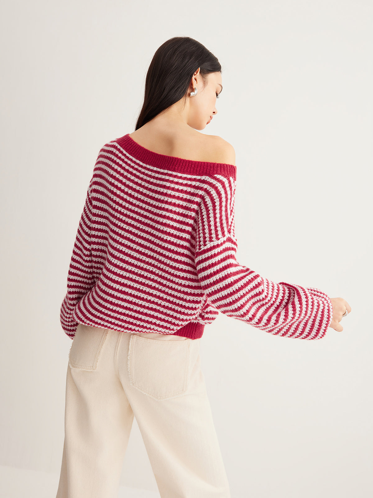 Gestreepte Off-Shoulder Trui | Comfortabele Pasvorm