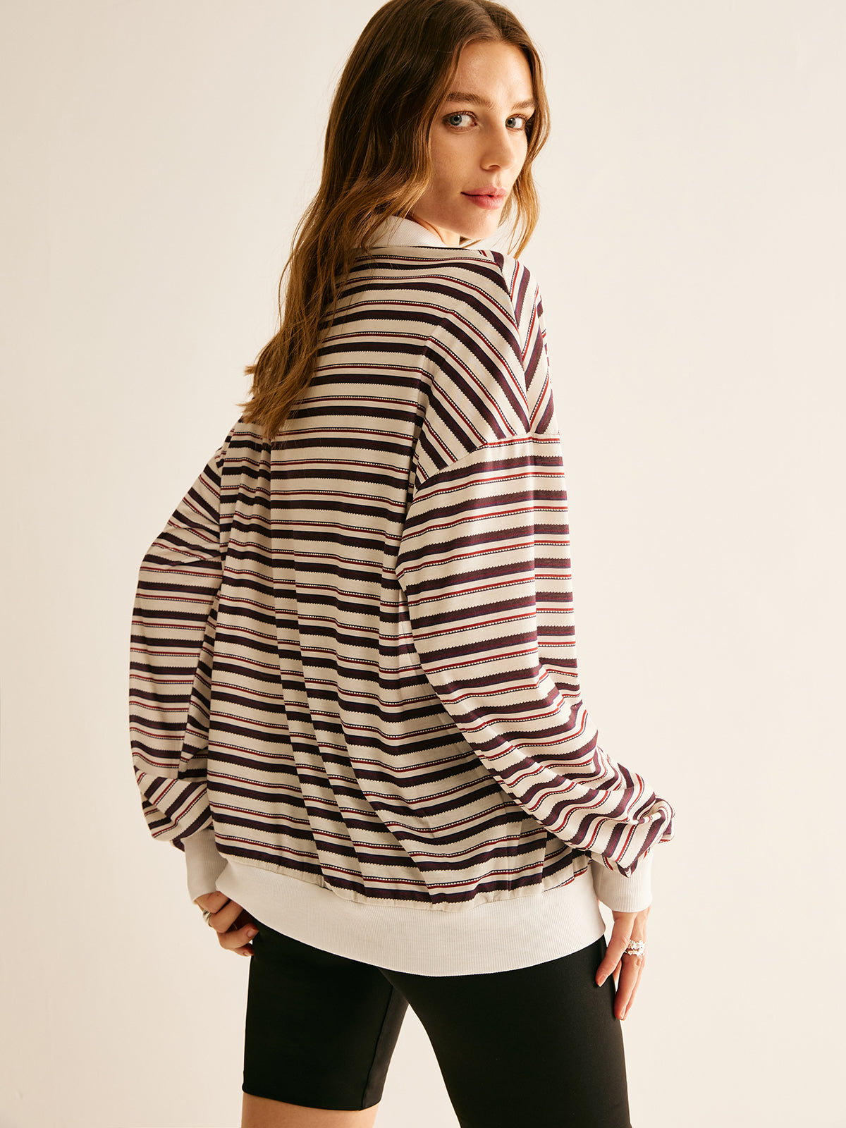 Gestreepte Oversized Polo Sweatshirt | Casual & Comfortabel