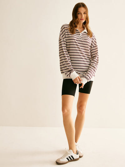 Gestreepte Oversized Polo Sweatshirt | Casual & Comfortabel