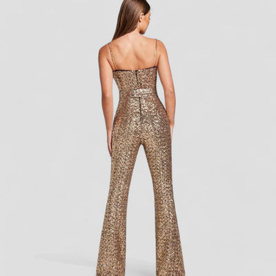 Glanzende Gouden Jumpsuit | Elegante Pailletten Look