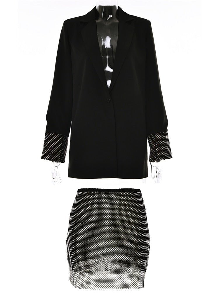 Glinsterend Blazer En Rok Set | Party Outfit