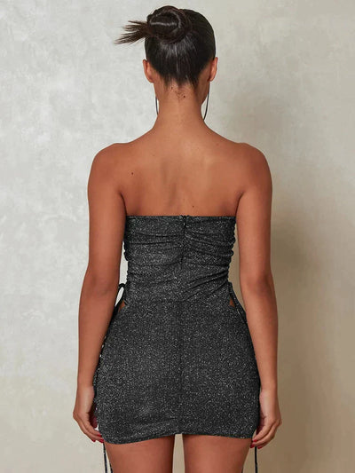 Glitter Strapless Mini Jurk | Sexy Cut-Out Design