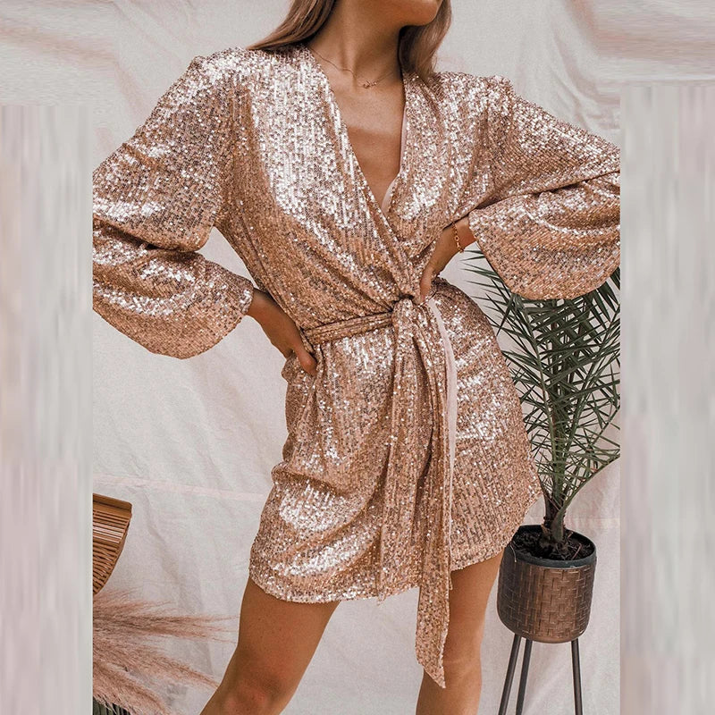 Glitter Wrap Jurk | Elegante Pailletten Look