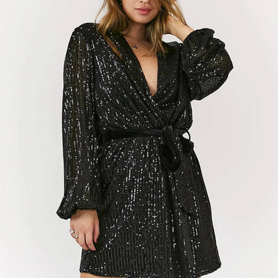 Glitter Wrap Jurk | Elegante Pailletten Look