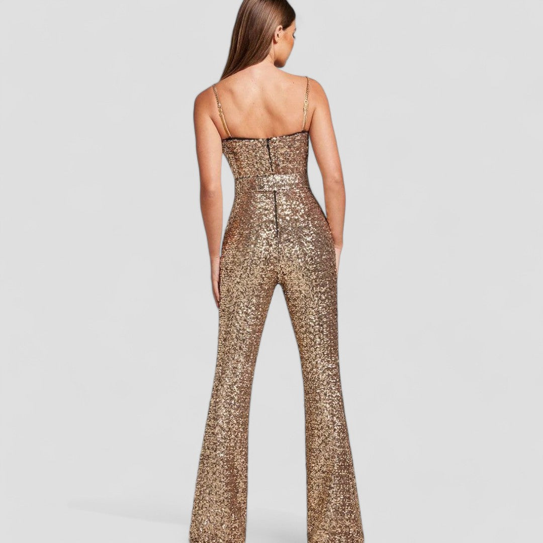 Gouden Pailletten Jumpsuit | Glamoureuze Avondlook