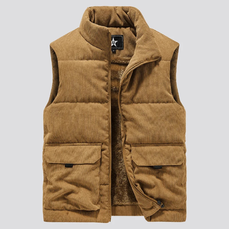 Heren Gewatteerde Bodywarmer | Corduroy & Warm Fleece