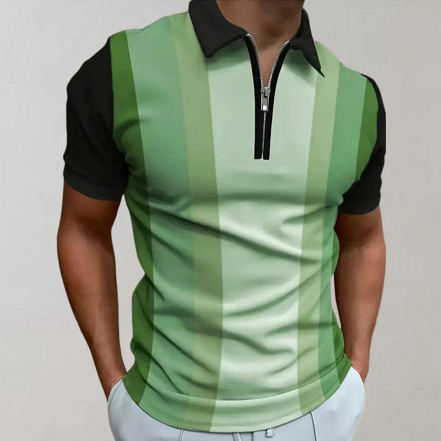 Heren Polo Shirt | Stijlvol Gestreept Design Met Ritssluiting