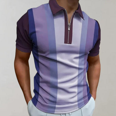 Heren Polo Shirt | Stijlvol Gestreept Design Met Ritssluiting