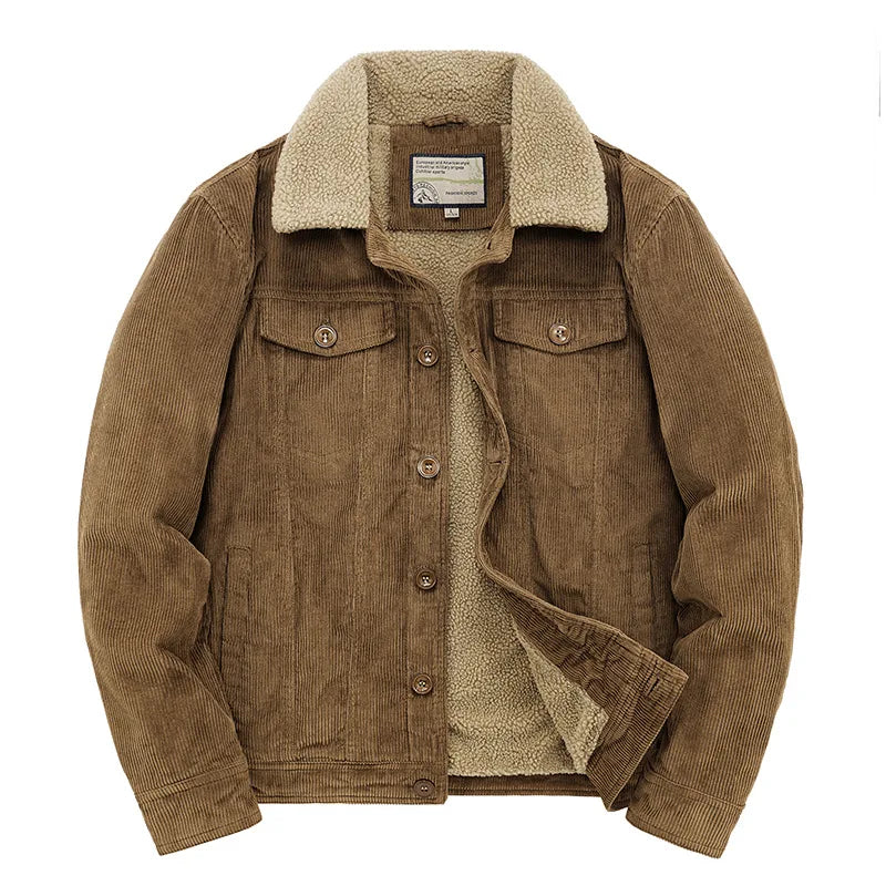 Herfst Winter Corduroy Jas | Warme Sherpa Voering