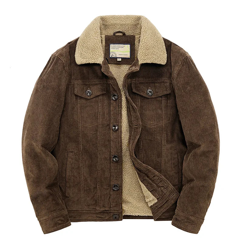 Herfst Winter Corduroy Jas | Warme Sherpa Voering