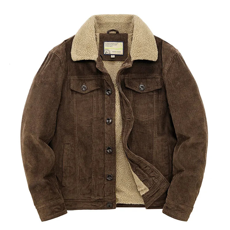 Herfst Winter Corduroy Jas | Warme Sherpa Voering