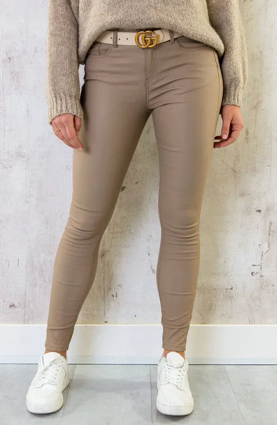 High-Waist Coated Skinny Jeans | Luxe Lederlook