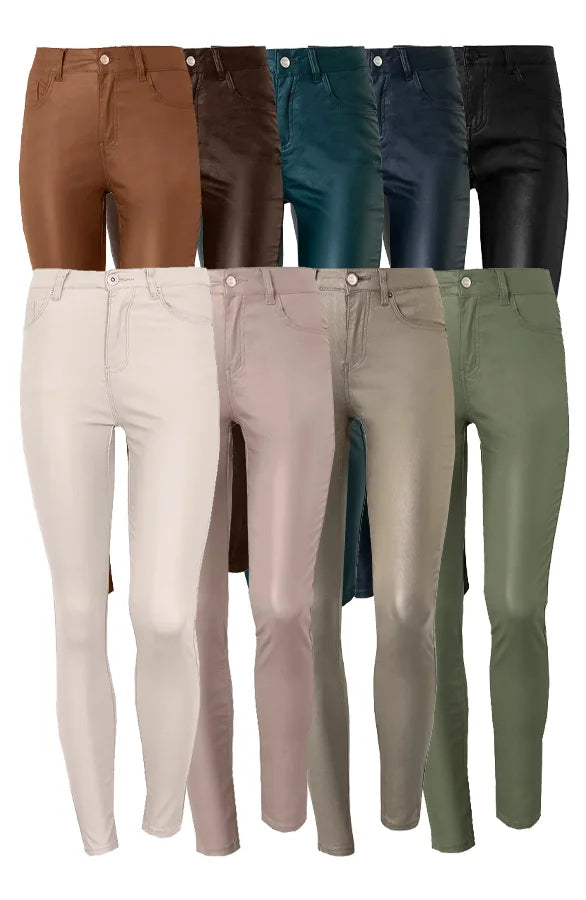 High-Waist Coated Skinny Jeans | Luxe Lederlook