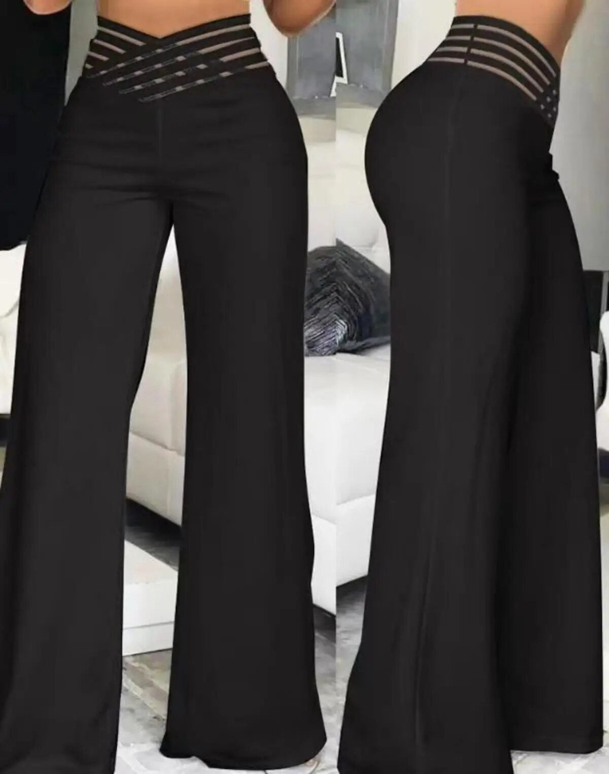 High-Waist Flared Broek | Elegante Ondoorzichtige Pasvorm