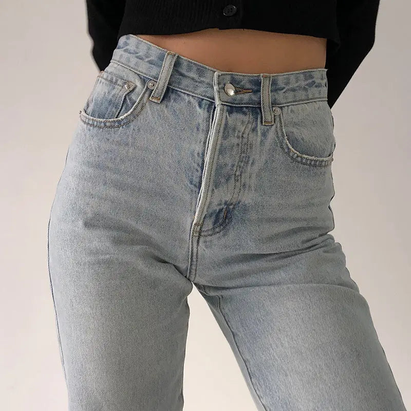 High-Waist Straight Leg Jeans | Vintage Denim