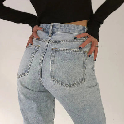 High-Waist Straight Leg Jeans | Vintage Denim