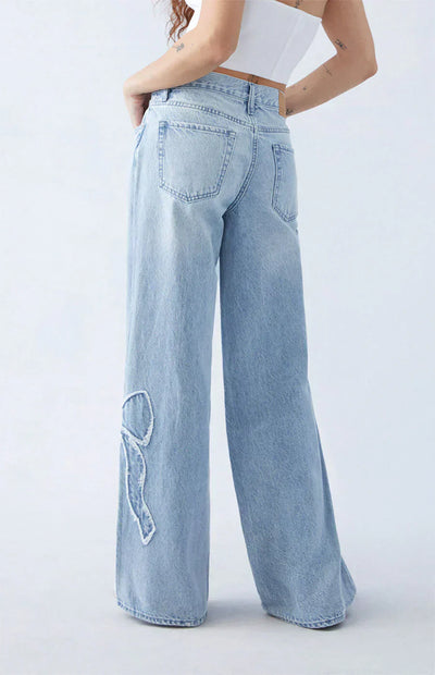 High-Waist Wide-Leg Jeans | Geborduurde Strikdetails