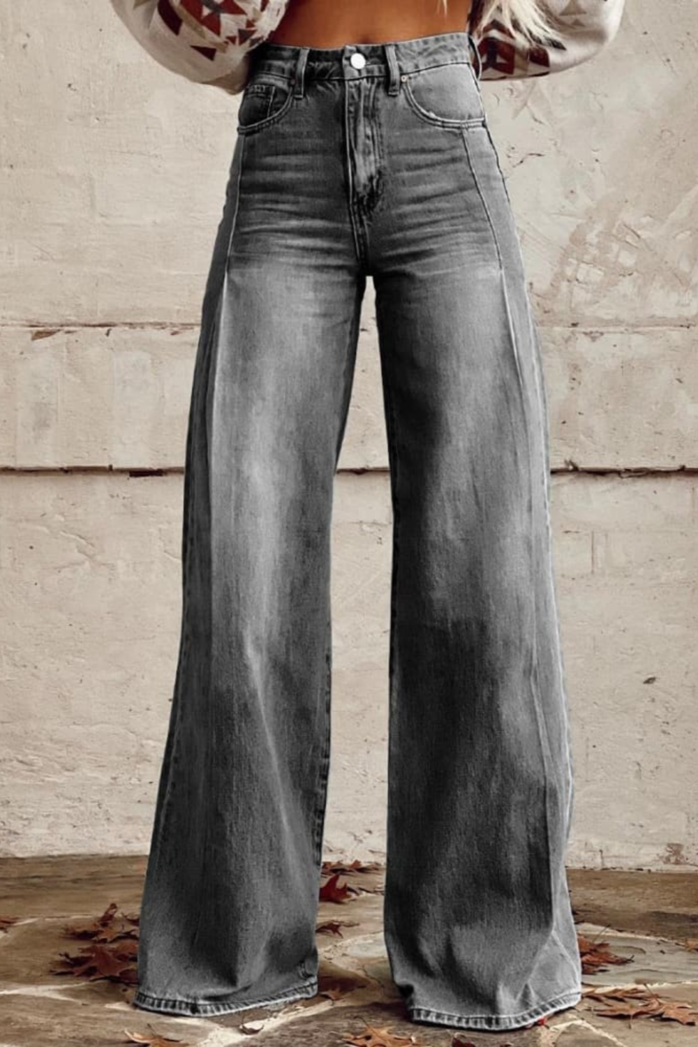 Hoge Taille Denim Jeans | Wijde Pijpen