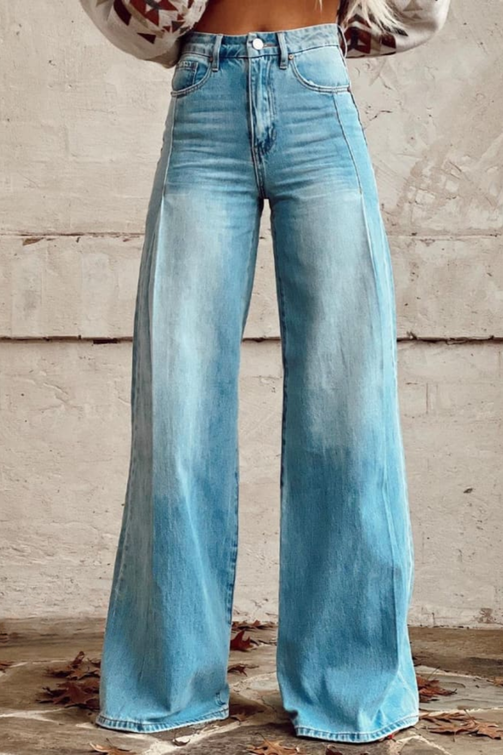 Hoge Taille Denim Jeans | Wijde Pijpen