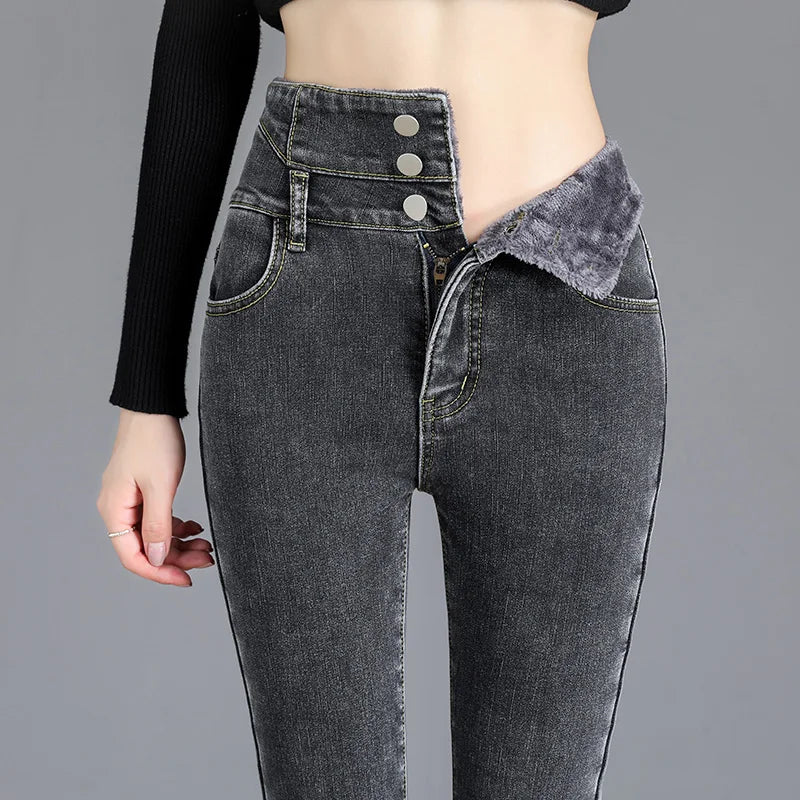 Hoge Taille Thermo Skinny Jeans | Warm En Modieus