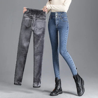 Hoge Taille Thermo Skinny Jeans | Warm En Modieus