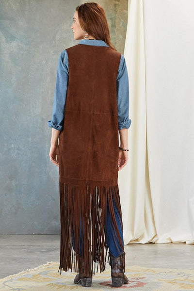 Lange Suède Fringe Gilet | Bohemian Western Look