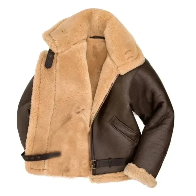 Leren Aviator Jas | Warme Sherpa Voering