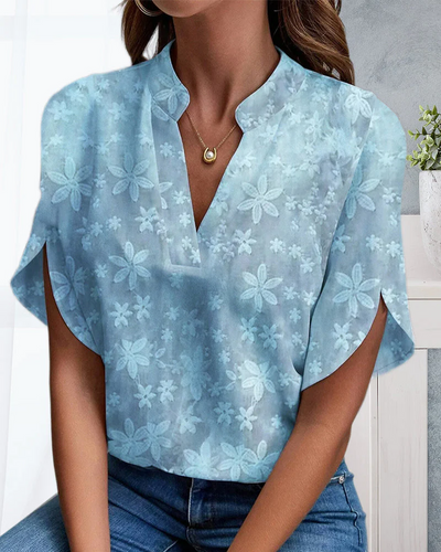 Luchtige Damesblouse | Bloemenpatroon En V-Hals