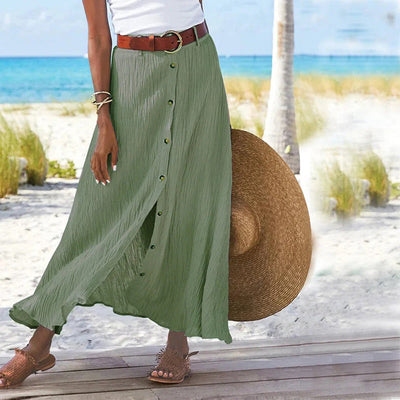 Luchtige Maxi Rok | Bohemian Stijl Met Knoopsluiting