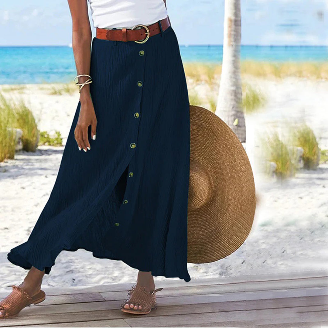 Luchtige Maxi Rok | Bohemian Stijl Met Knoopsluiting