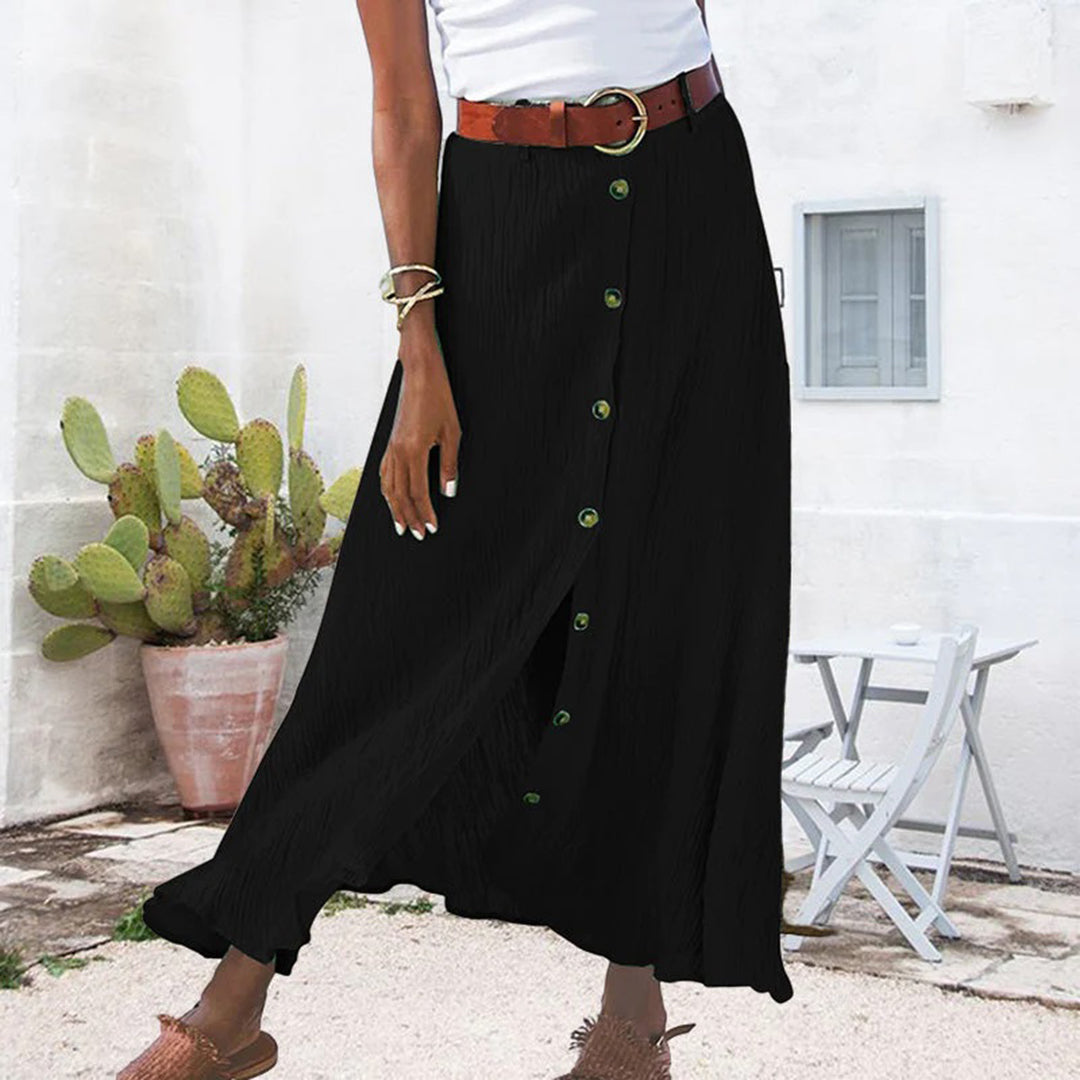 Luchtige Maxi Rok | Bohemian Stijl Met Knoopsluiting