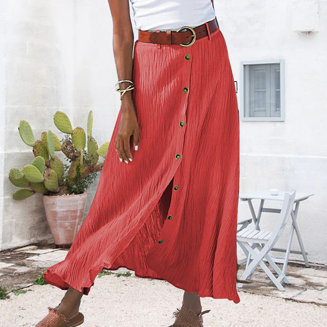 Luchtige Maxi Rok | Bohemian Stijl Met Knoopsluiting