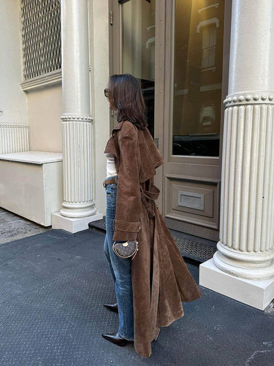 Luxe Suède Trenchcoat | Tijdloos & Elegant