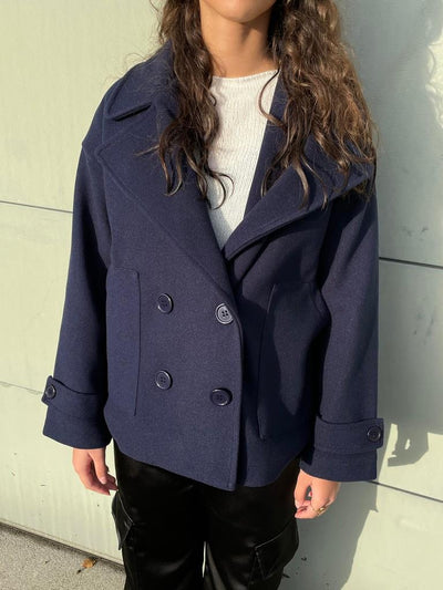 Marineblauwe Dames Peacoat | Elegante & Warme Jas