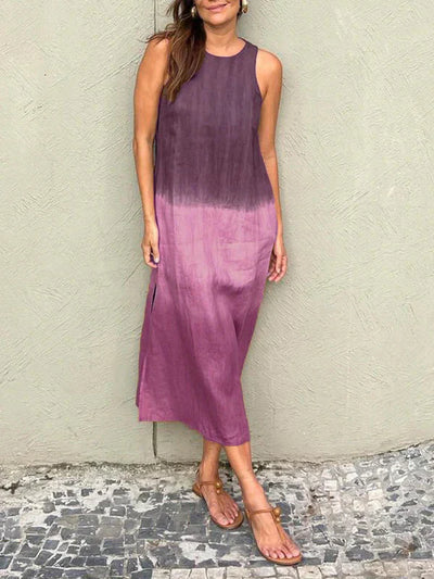 Mouwloze Maxi Jurk | Tie-Dye Design