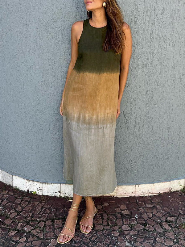 Mouwloze Maxi Jurk | Tie-Dye Design