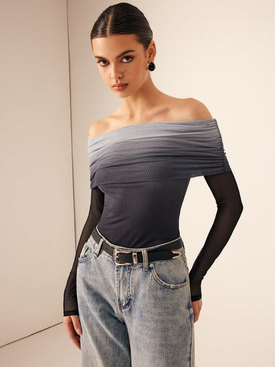 Off-Shoulder Mesh Top | Elegant En Trendy