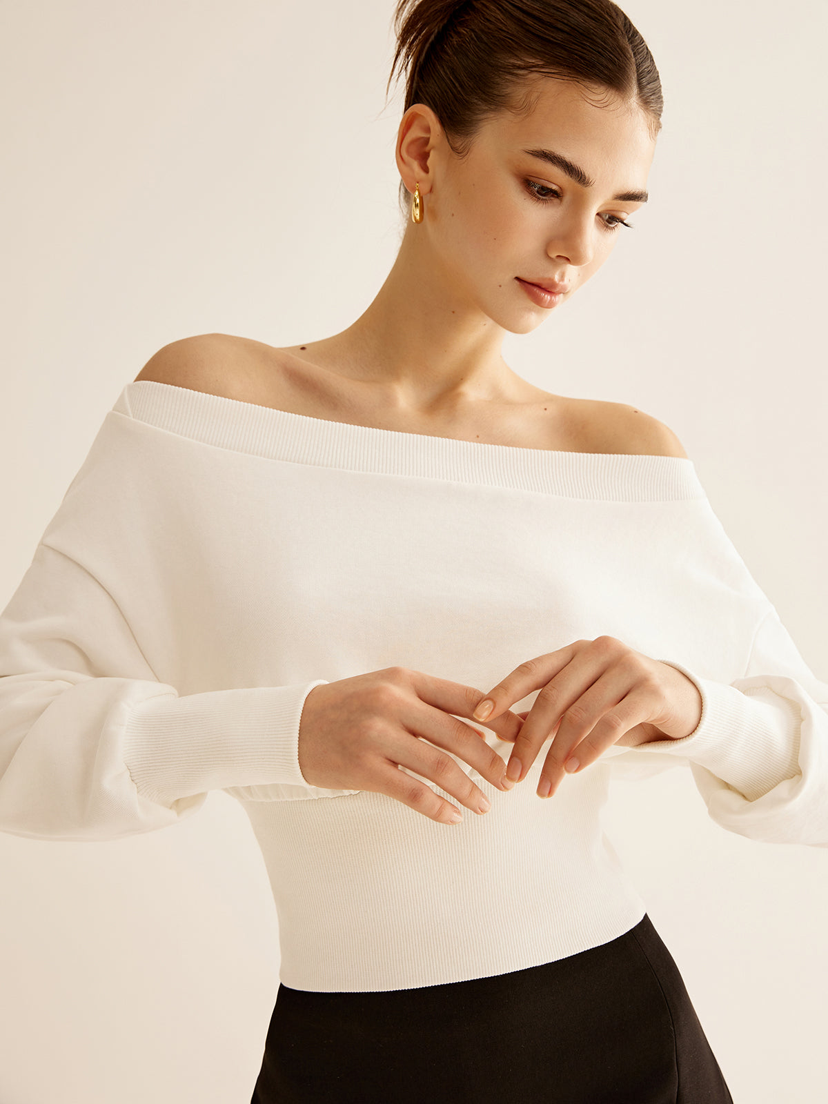 Off-Shoulder Trui | Elegante Getailleerde Pasvorm