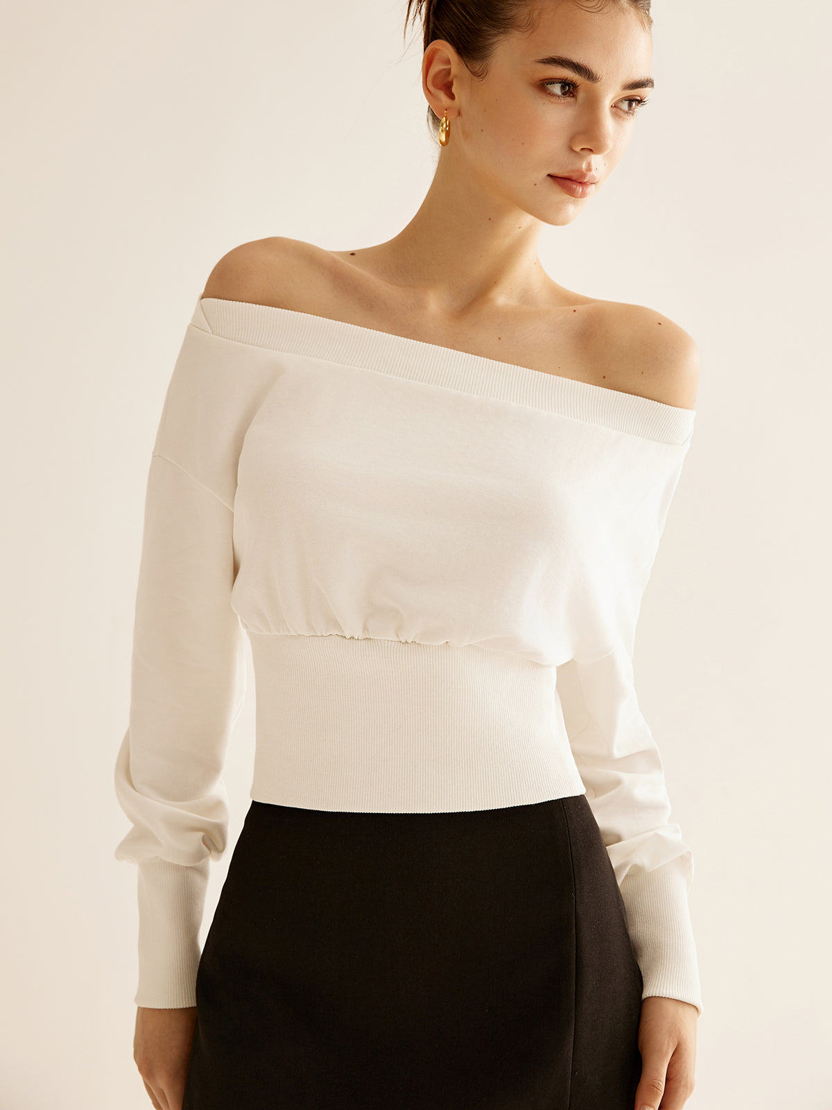 Off-Shoulder Trui | Elegante Getailleerde Pasvorm