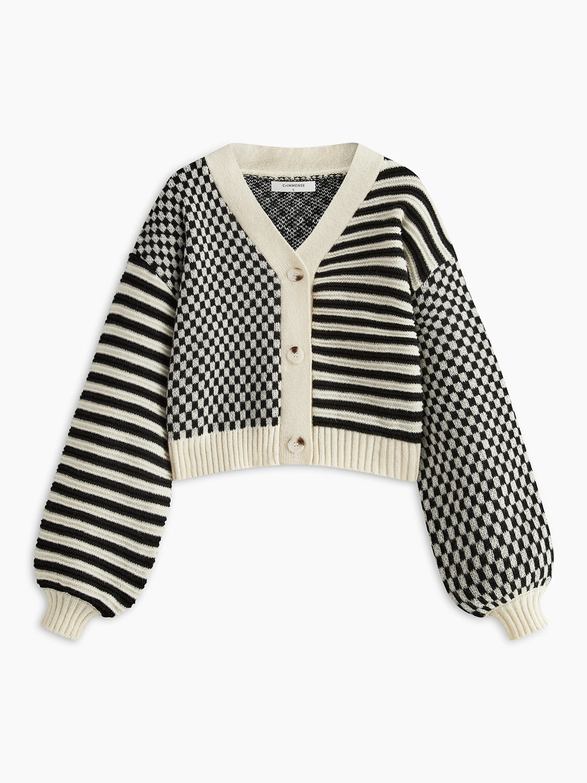 Oversized Gebreid Vest | Zwart-Wit Patchwork