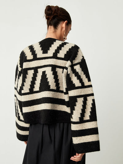 Oversized Gebreid Vest | Zwart-Wit Patroon