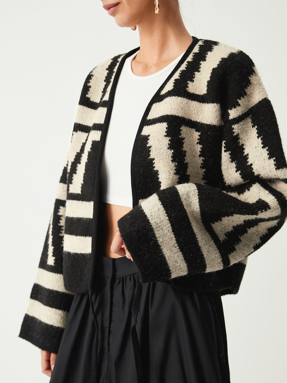 Oversized Gebreid Vest | Zwart-Wit Patroon