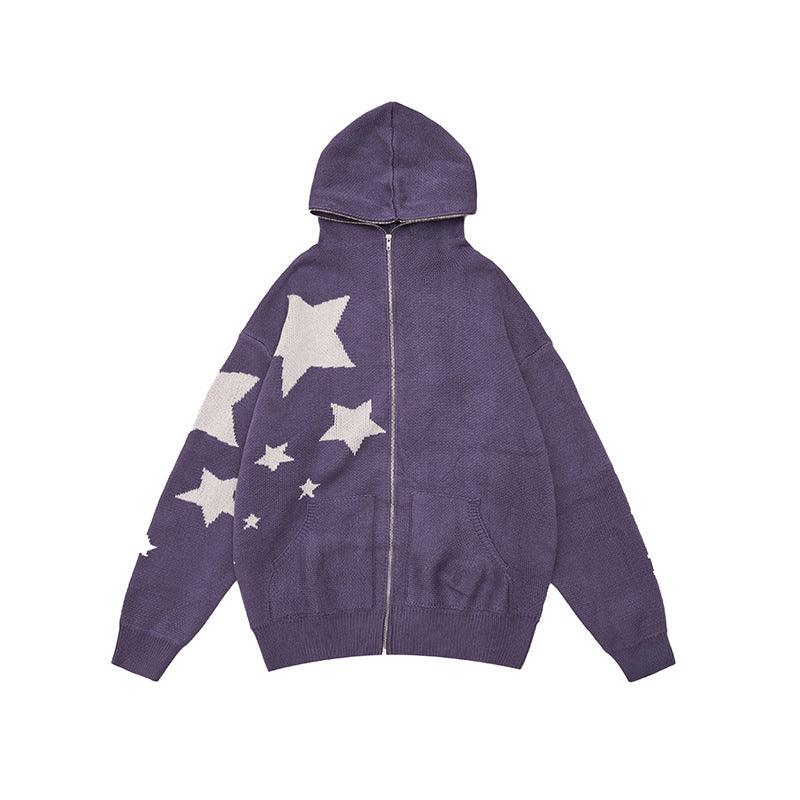 Oversized Gebreide Hoodie | Sterrenpatroon & Warme Stof