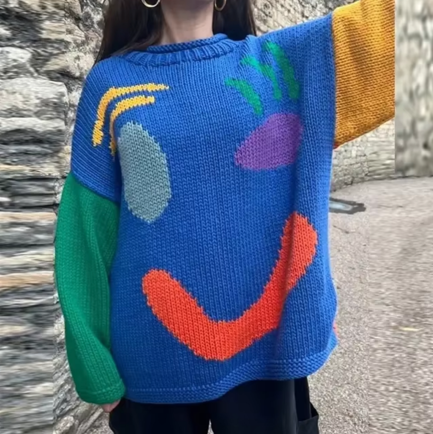 Oversized Smiley Trui | Warme Gebreide Sweater