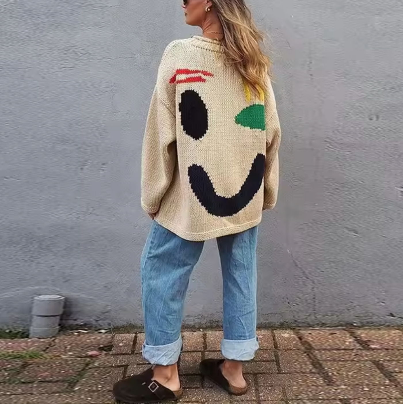 Oversized Smiley Trui | Warme Gebreide Sweater