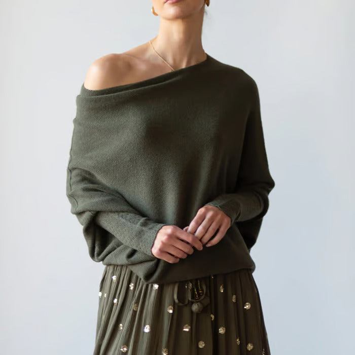 Oversized Trui Dames | Asymmetrische Halslijn